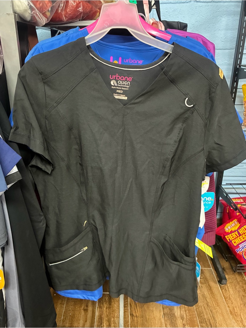 Black V-Neck Utility Scrub Top